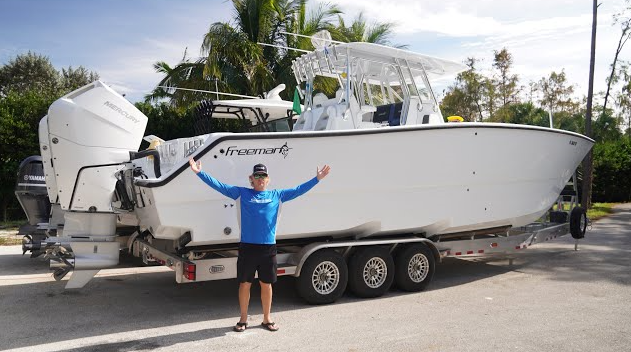 happy client just received his boat after we transported it